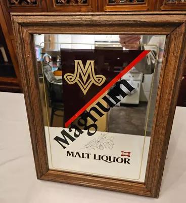 Vintage 1980’s Miller Logo Magnum Malt Liquor Mirror Sign 18 X14  Bar Decor Beer • $25