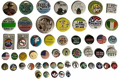 Lot Of 54 Vintage To Now Pin-Back Buttons Mix Variety Politics Humor Religion + • $29.99