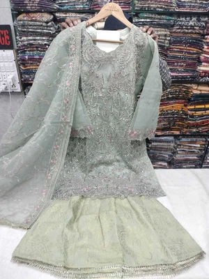 £34.99 • Buy NEW Wedding Collection Hand Embroidered Fancy 3pc Ready Made Salwar Kameez