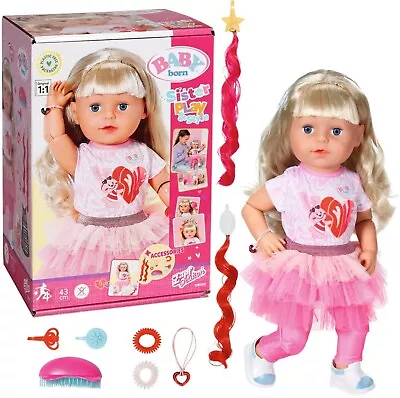 56051110 BABY BORN Standing Doll Style & Play Sister Blonde 43cm New • £9.89