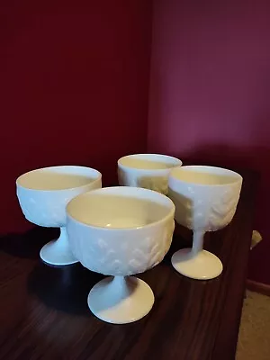 Vintage Ftd White Milk Glass Oak Leaf Set Lot 4 Vases Or Planter Pedestal 70s • $13