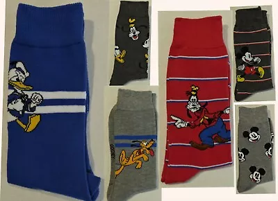 Disney Crew Socks Mickey Mouse Donald Goofy Pluto Mens Shoe Size 6-12 One Pair • $4.99