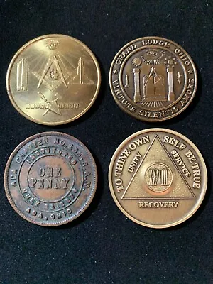 Lot Of 4 GRAND LODGE OHIO American Masonic Chapter Penny Coins Tokens • $24.99