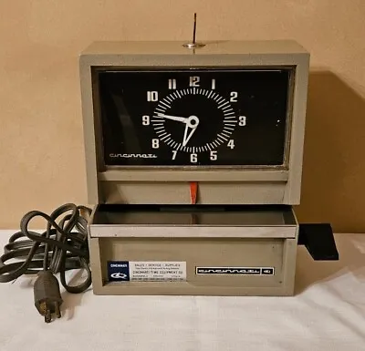 Vintage Cincinnati Time Recorder Manual Punch Clock W Key - Works • $85