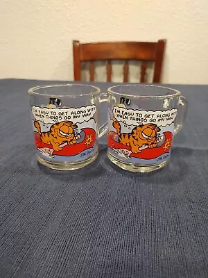 Vintage 1978 McDonald's Glass Mugs -  Garfield - Jim Davis - SET OF 2 • $10