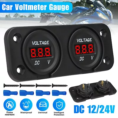 12V-24V Digital LED Voltmeter Voltage Gauge Panel Meter For Car Motorcycle Boat • $11.48