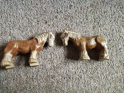 Pair Of Vintage Tremar Studio Stoneware Pottery Pony / Shire Horse Figurines • £8.99