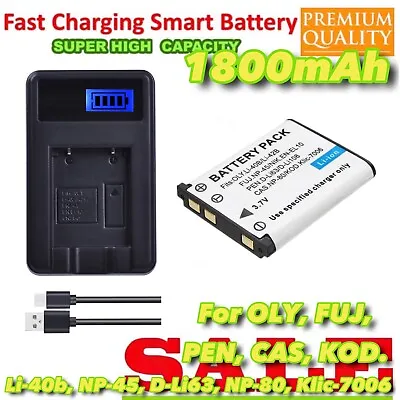 1800mAh Battery + Charger For LI-40B 42B Olympus Tough TG-310 TG-320 • $28.77