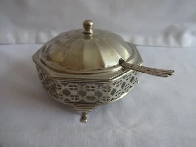 £22 • Buy Antique Octagonal Silver-Plated Lidded Caviar/butter Dish 5 Cm X 9 Cm