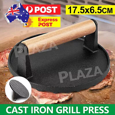 Cast Iron Burger Press Making Hamburger Steak Meat Smasher Utensils Grill BBQ AU • $17.85