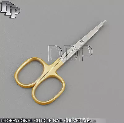  Cuticle Manicure Pedicure Nail Curved Scissor 3.5  New Gold Handle Bts-201 • $7.30