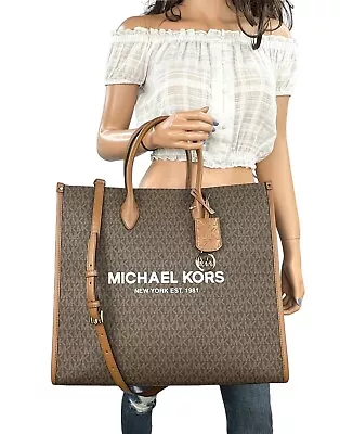 Michael Kors Mirella Large North South Tote Bag Mk Brown • $147