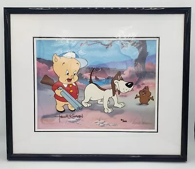 A Groundhog's Day Porky Pig Cel. Signed By All 3 McKimson Brothers W/ COA • $400