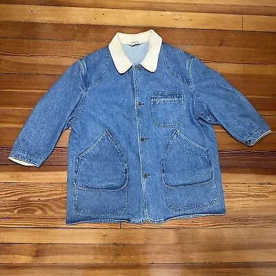 VTG L.L. Bean Men's Rivet Front Denim Field Barn Chore Jacket - Size Medium • $79.95