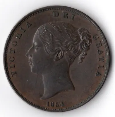 1854 Queen Victoria Penny. Ornamental Trident. Collectable Grade. • £115