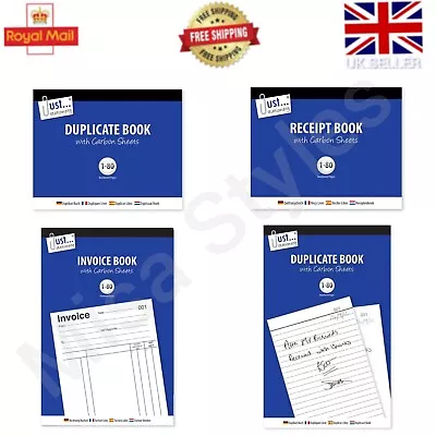 Duplicate Invoice Receipt Book 80 Numbered Pages Half Full Size Bill Book Cash • £2.43