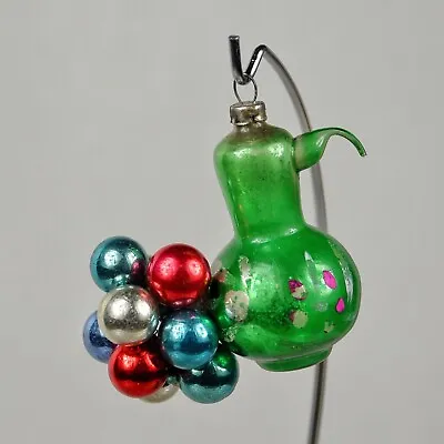 Vintage Green Teapot Mercury Glass Christmas Ornament Mini Bulb Tail JAPAN • $24.70