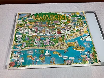 Vintage 1983 Pali Arts Waikiki Hawaiian Tourist Travel Advertising Poster • $95