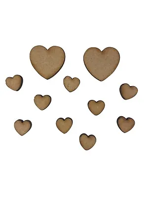 30/80x Hearts 1/2cm Wood Craft Embelishments Laser Cut Shape MDF  • £3.15