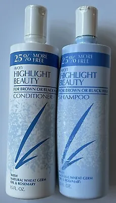 1989 Vintage Avon Highlight Beauty Shampoo & Conditioner-Brown/Black Hair NOS • $2