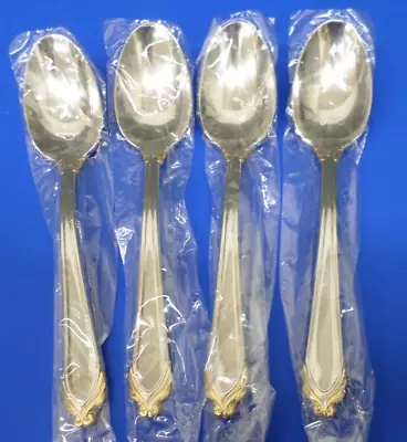 4 - Mikasa DELACROIX GOLD Glossy 18-8 Stainless Japan Flatware 6 1/4  TEASPOONS • $48.95