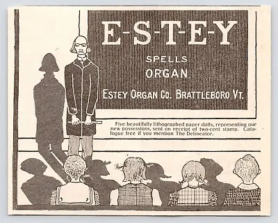 C1880s ESTEY SPELLS ORGAN Catalogue Brattleboro VT Funny Art Antique Print Ad • $13.75