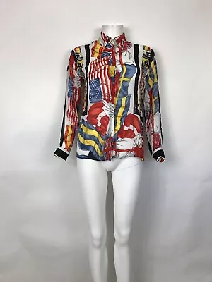 Rare Vtg Gianni Versace Jean Couture Flag Print Shirt S • $228