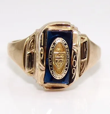 Ladies VTG 10K Yellow Gold 1969 St. Mary High School Sapphire Class Ring FZZ • $204.99