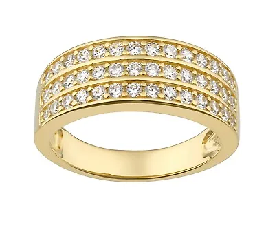 £19.95 • Buy 9ct Gold On Silver 0.50ct Chunky Eternity Ring - Size J To V - Simulated Diamond