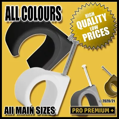 £4.49 • Buy Round Cable Clips Nail-In Tacks Fixings For TV Internet Phone Wires Flex Leads