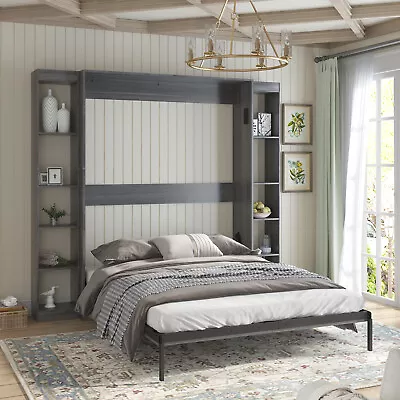 Queen Murphy Wall Bed Folding Murphy Bed With Cabinet For Bedroom No Mattress • $1299.98