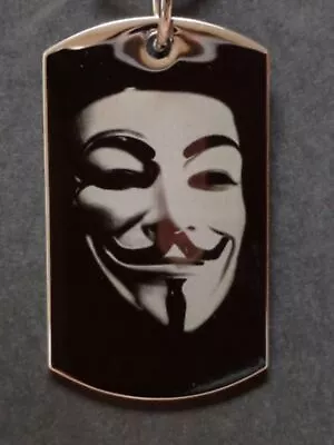 V For Vendetta Anonymous Mask High Polish Stainless Steel Fashion Dog Tag • $14.95