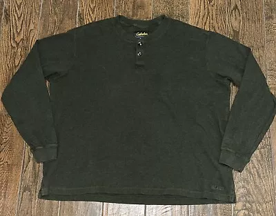 Mens Cabelas Green Waffle Knit Longsleeve Pullover Henley Size. 3XL • $8.95