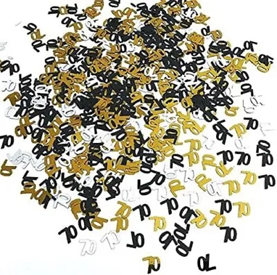 £2.49 • Buy 70th Birthday Black Gold Table Confetti / Age 70 Table Sprinkle Decorations
