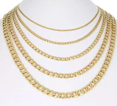 $145.99 • Buy Real 14K Yellow Gold 2mm-7.5mm Italian Cuban Link Curb Chain Necklace, 16 - 30 