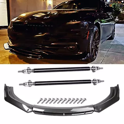 Front Bumper Lip Splitter Spoiler Carbon Fiber Strut Rod For E36 E46 E90 E91 • $69.99