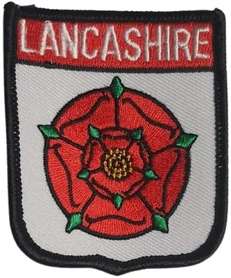 Lancashire Red Rose Shield Embroidered Sew On Patch - FREE UK P&P • £4.99