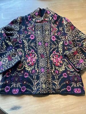 197. Moth By  Anthropologie Paisley Intarsia Boho Cardigan Knit Sweater XS • $48