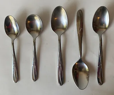 Mikasa COCOA BLOSSOM Stainless Swirls 18/10 Glossy Silverware Lot Of 5 Spoons • $14.92
