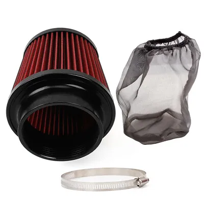 4inch/100mm Red High Flow Inlet Cold Air Intake Cone Replacement Dry Air Filter • $20.80
