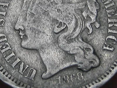 1868 Three 3 Cent Nickel 3CN- About Good Details • $9.91