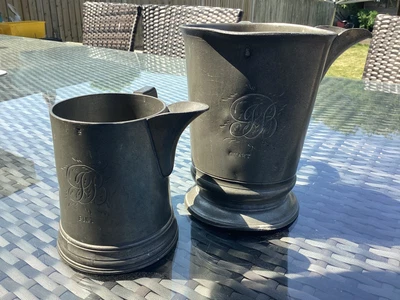 £20 • Buy Victorian Pewter Jugs Quart & Pint