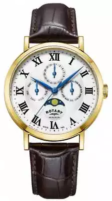 Rotary Men's Windsor Moonphase Leather Strap GS05328/01 Watch • $368.50