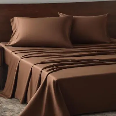 Bedding Items 1000 Thread Count Egyptian Cotton Chocolate Solid & Olympic Queen • £80.78