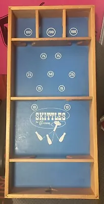 FUN! Vintage Vtg Original Skittles By Carrom Bowling Game W/ 12 Pins And 2 Tops! • $149.99