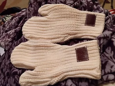 $35 • Buy Love Your Melon Women's Cable Knit Mittens Cream Size L/XL Cotton 