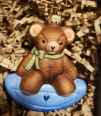 $23.98 • Buy Vaillancourt Polish Glass Ornament Blue Rocking Teddy Bear Signed 2001