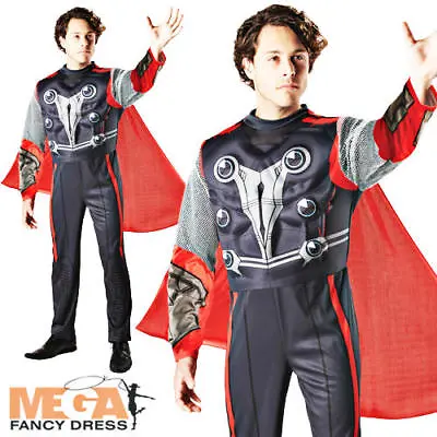 Deluxe Thor Costume Mens Muscle Superhero Adult Avengers Fancy Dress Costume • £4.99