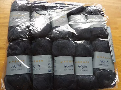 JAEGER AQUA Mercerised Cotton DK 10 X 50g Marine Shade 307 Sealed Pack • £37.50