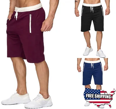 Man's Casual Sweat Shorts Sport Pants Slim-Fit Summer Beach Gym Fitness Workout • $16.99